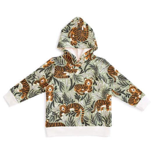 organic dream tigers kids hoodie in green
