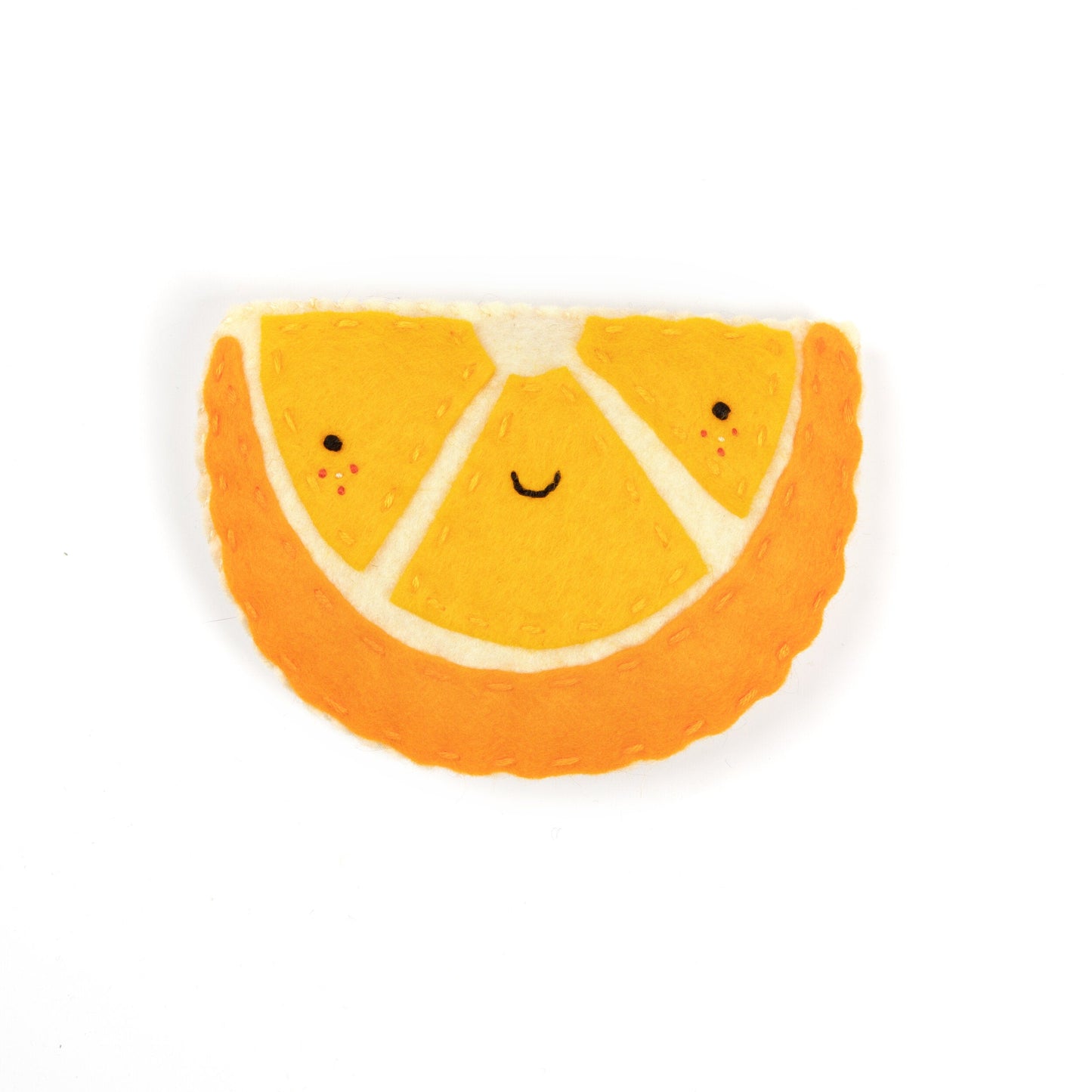 Illustration of a smiling orange slice on a white background