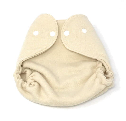 Beige cloth diaper on a white background