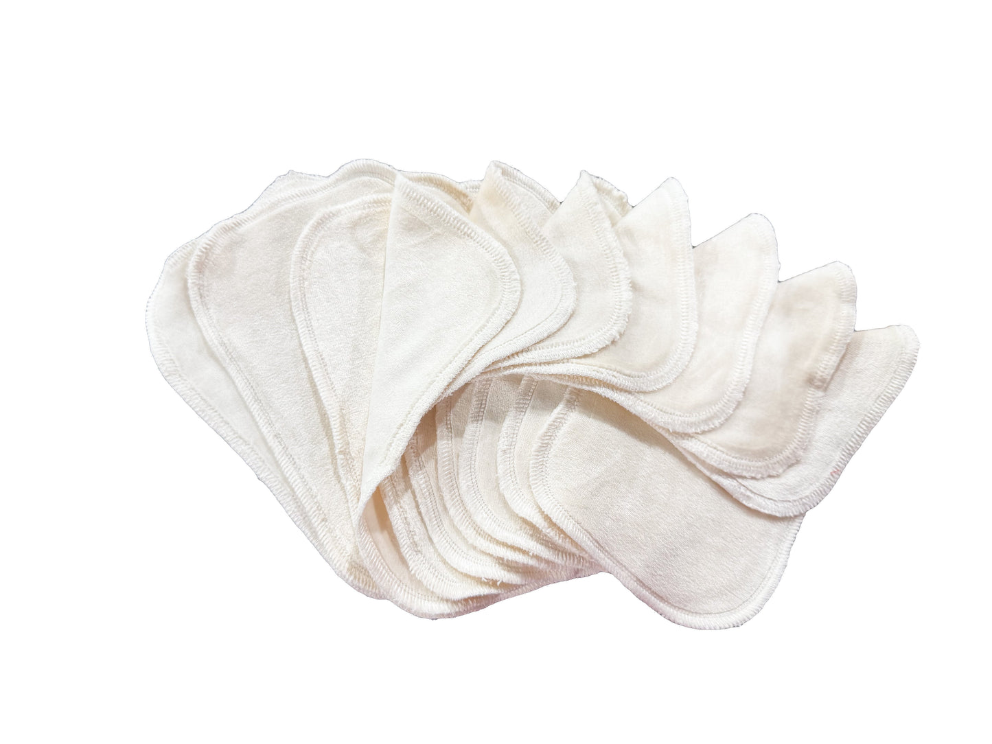 Set of white cotton pads on a white background