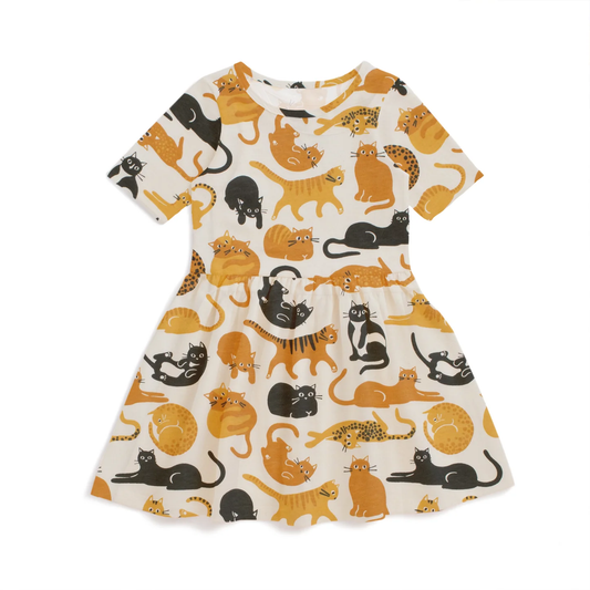 Dress with cat pattern on a white background