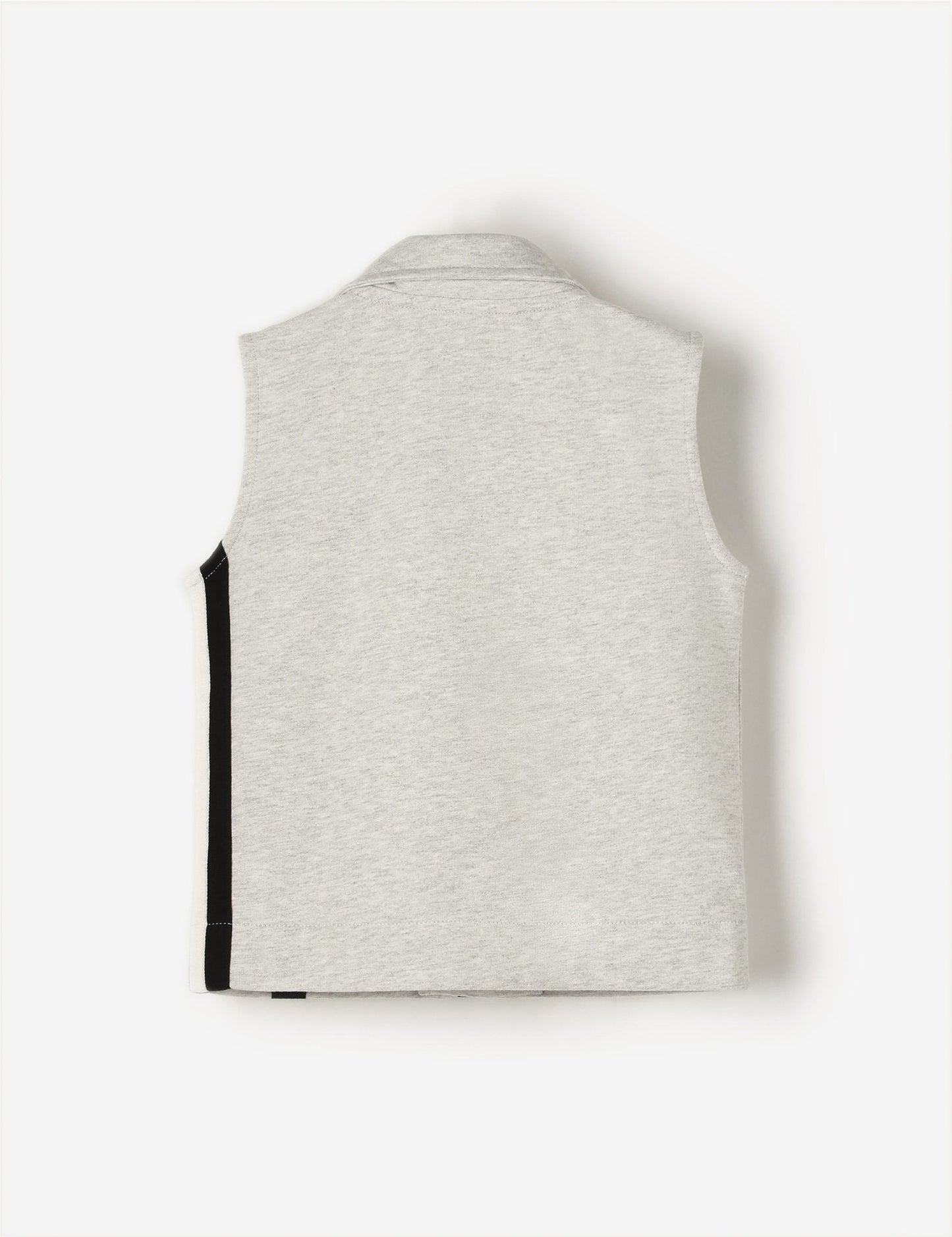 Light gray vest with black zipper on a white background