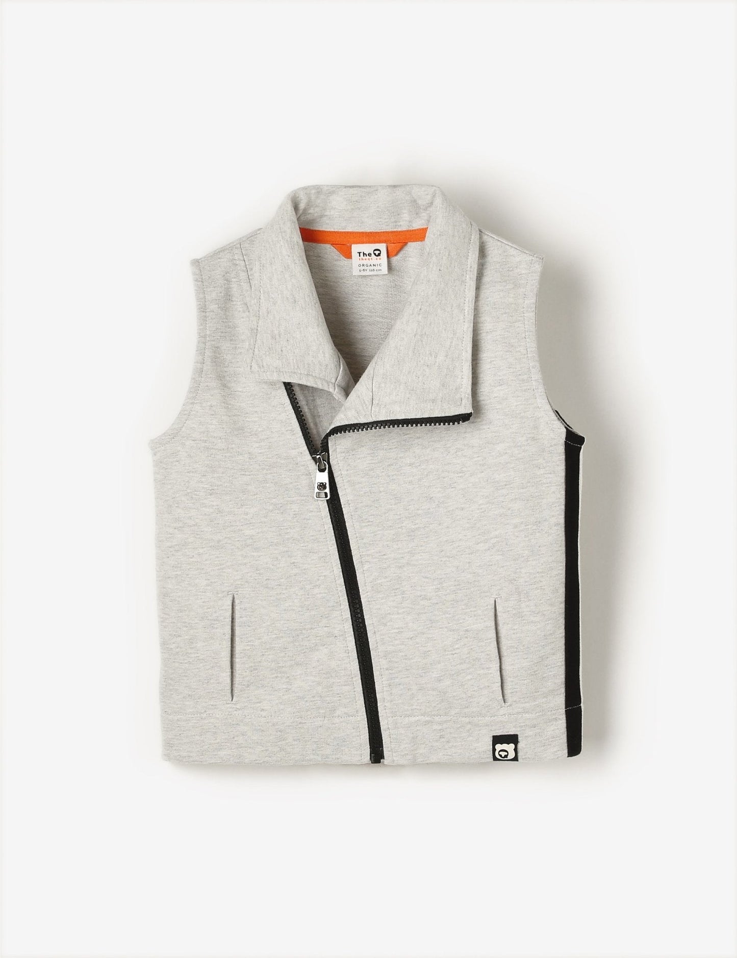 Gray vest with a zipper on a white background