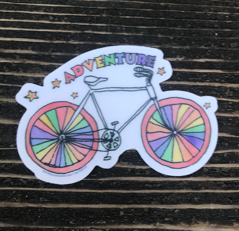 rainbow bike adventure sticker