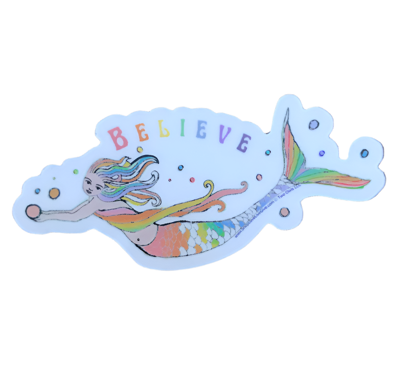 rainbow mermaid believe sticker