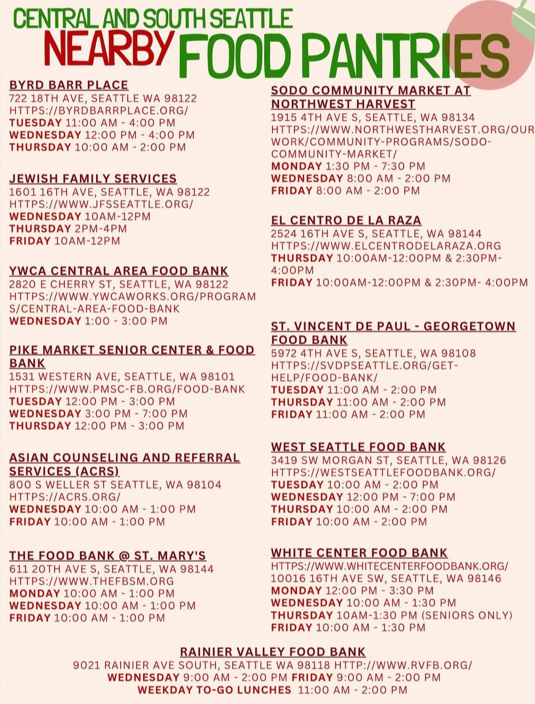 Donation to Food Access Services in Seattle