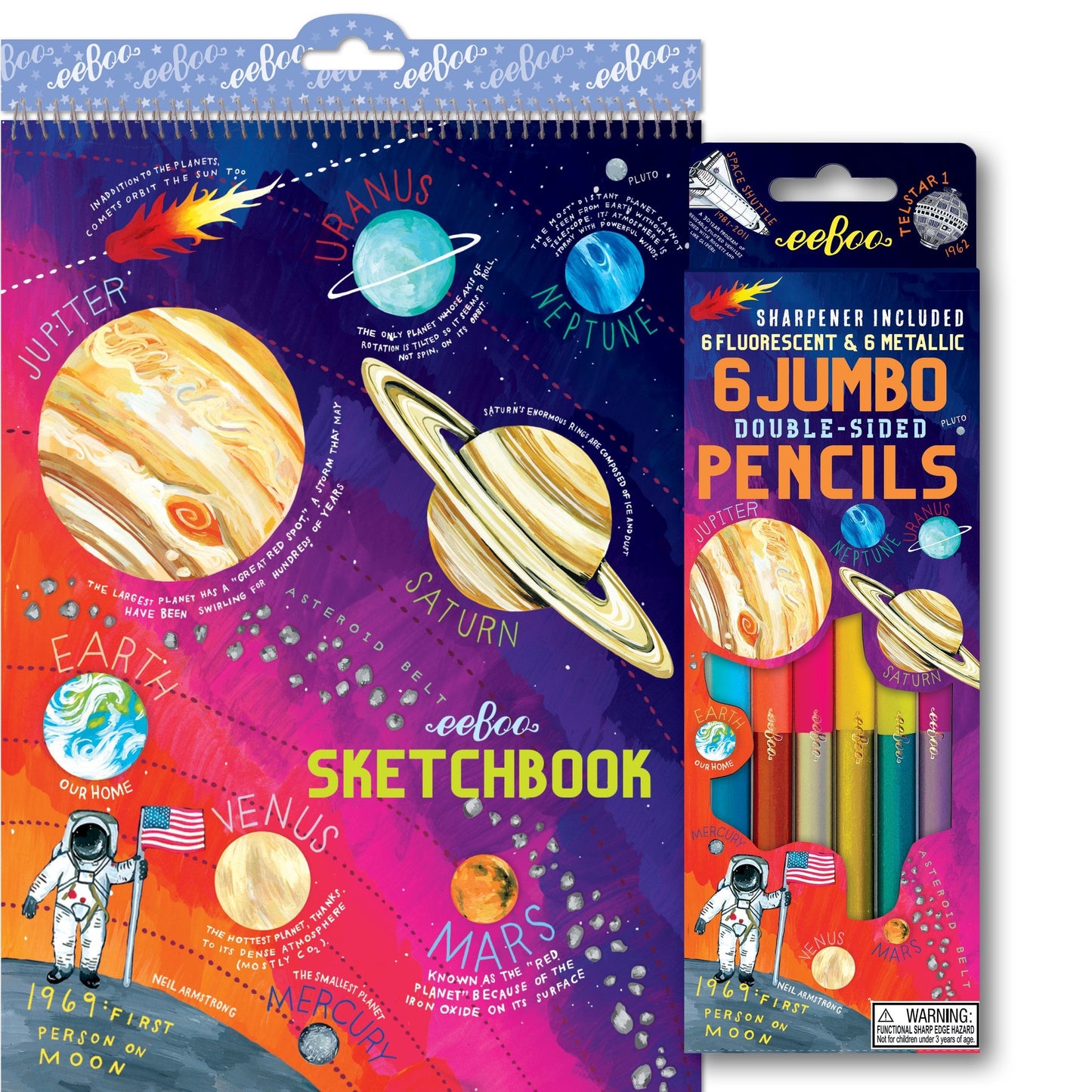 Space Notebook and Jumbo Pencils Set