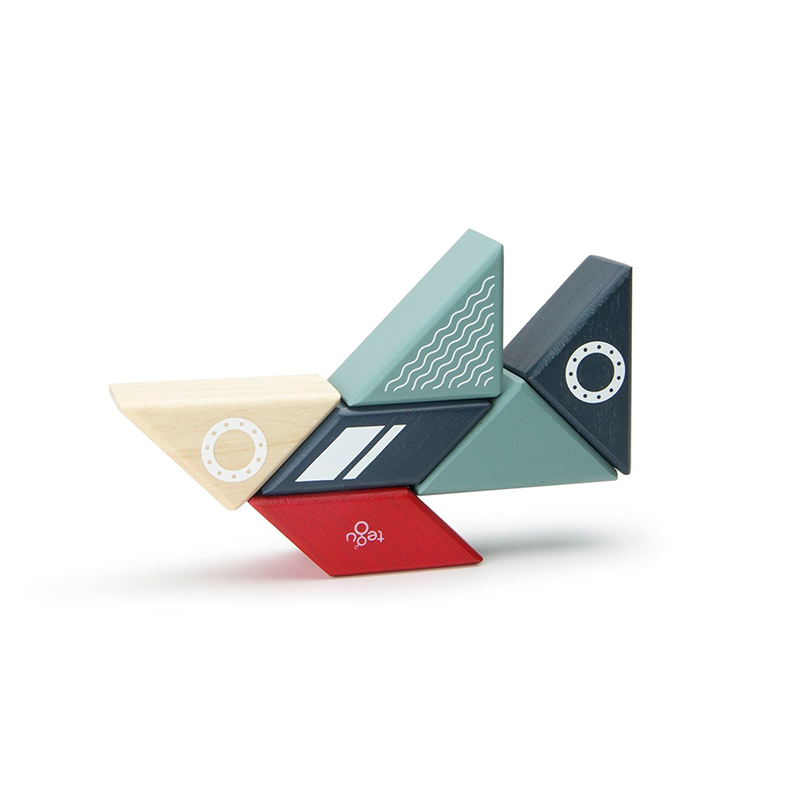 Colorful geometric puzzle toy on a white background