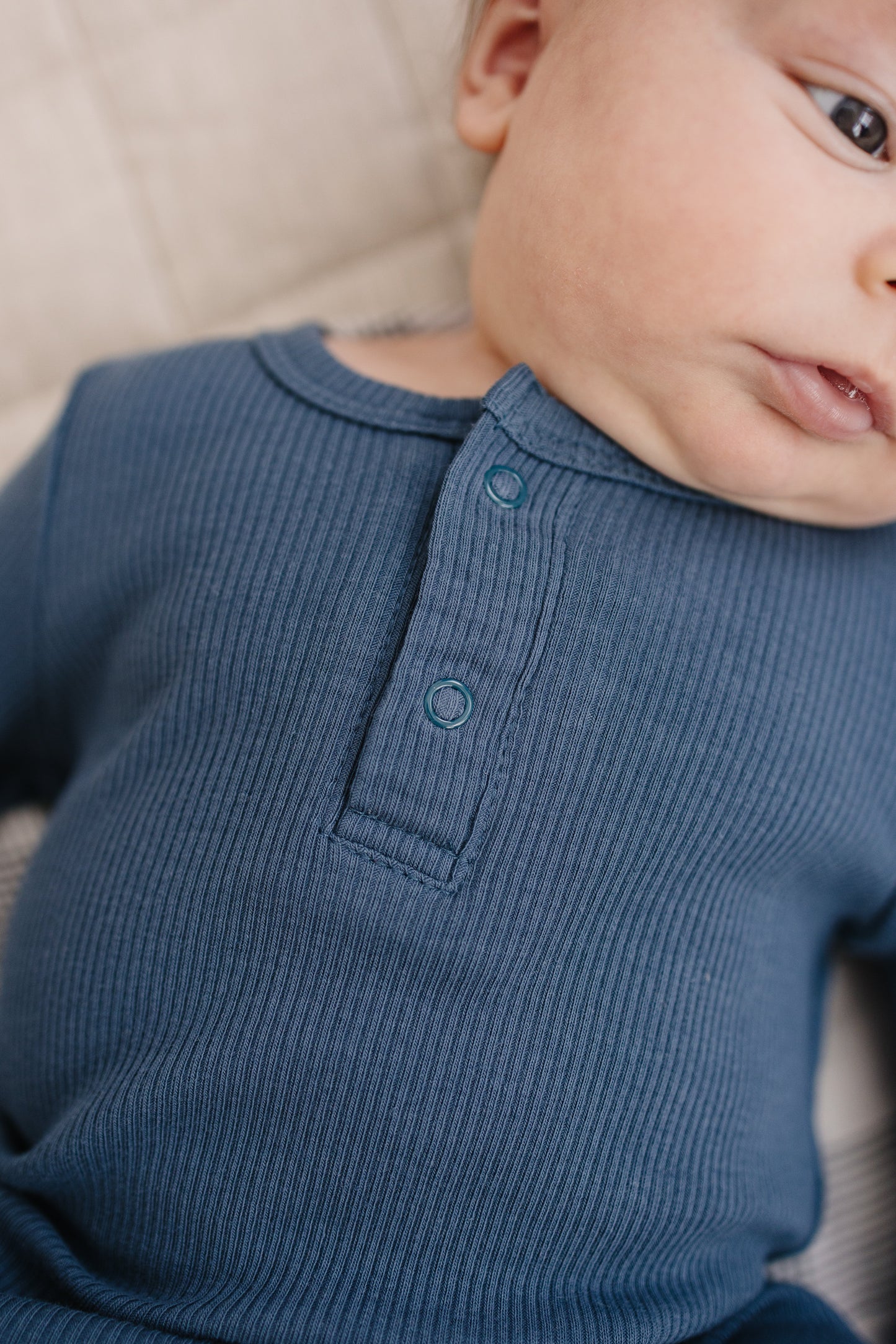 Navy Organic Cotton Ribbed Knot Gown