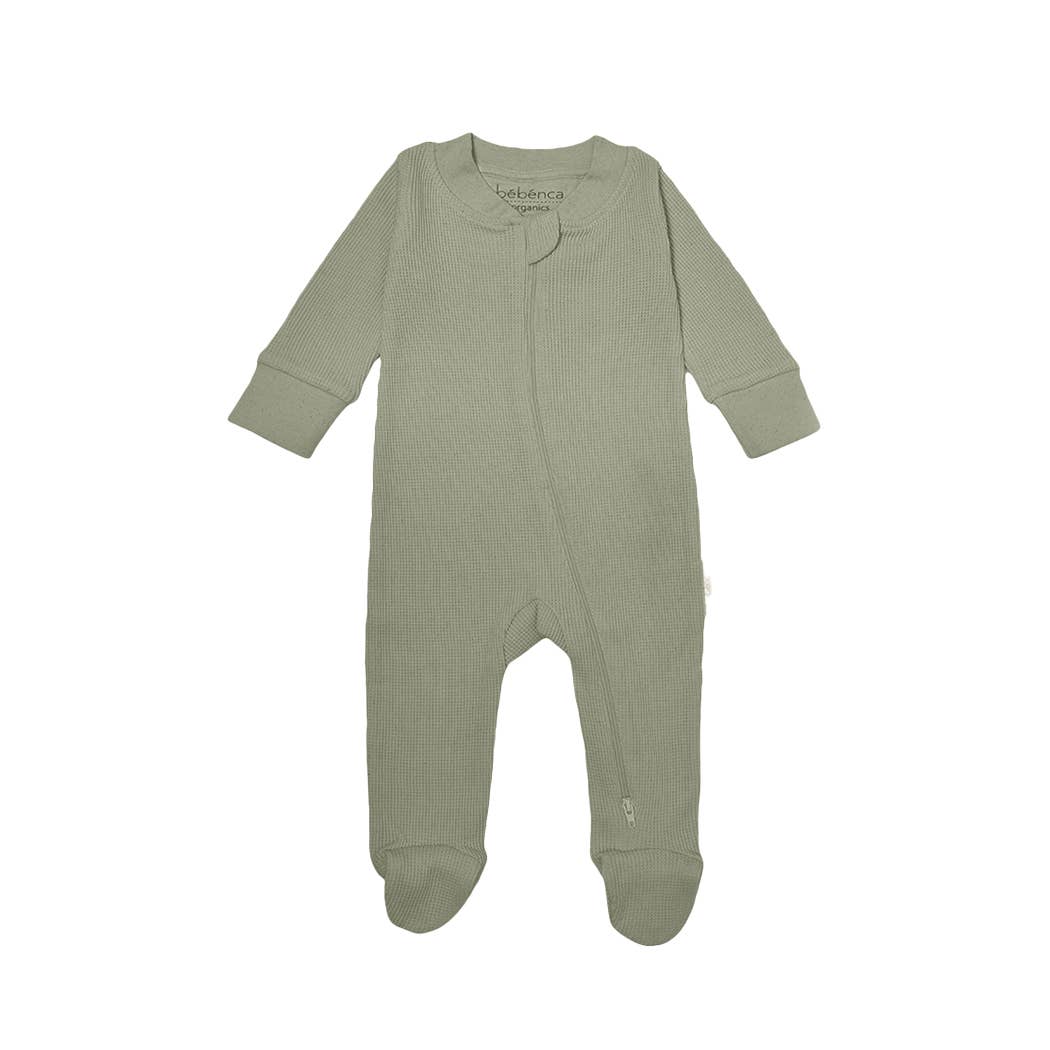 olive organic footie flat lay