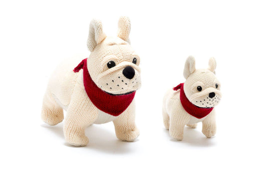 French bulldog stuffie and baby rattle