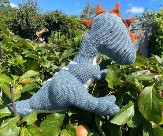 Organic blue dinosaur plush toy