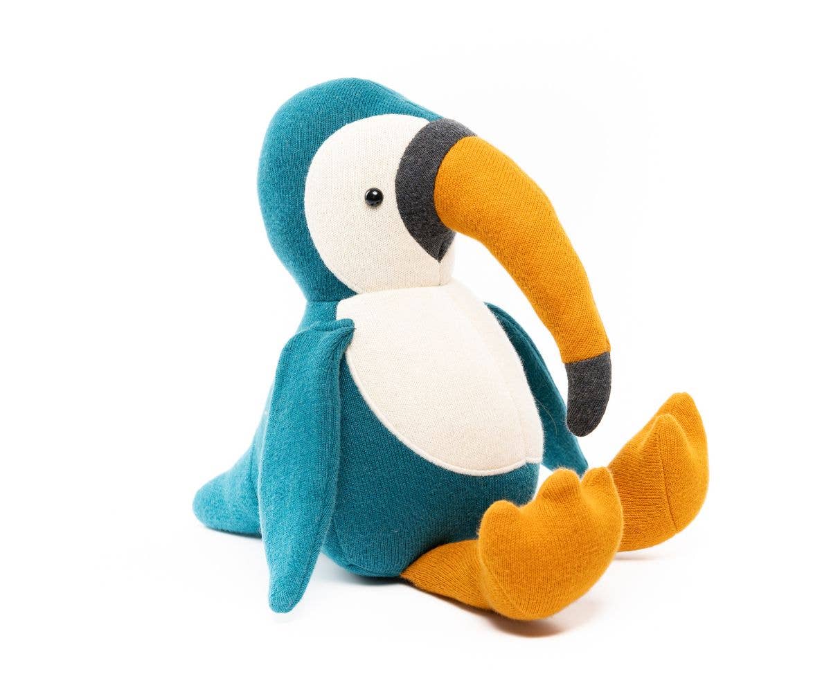 organic teal stuffed toucan