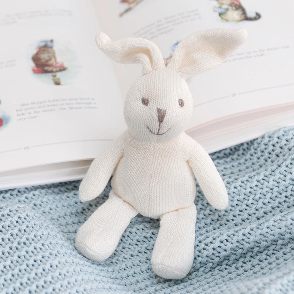 Organic white bunny rattle