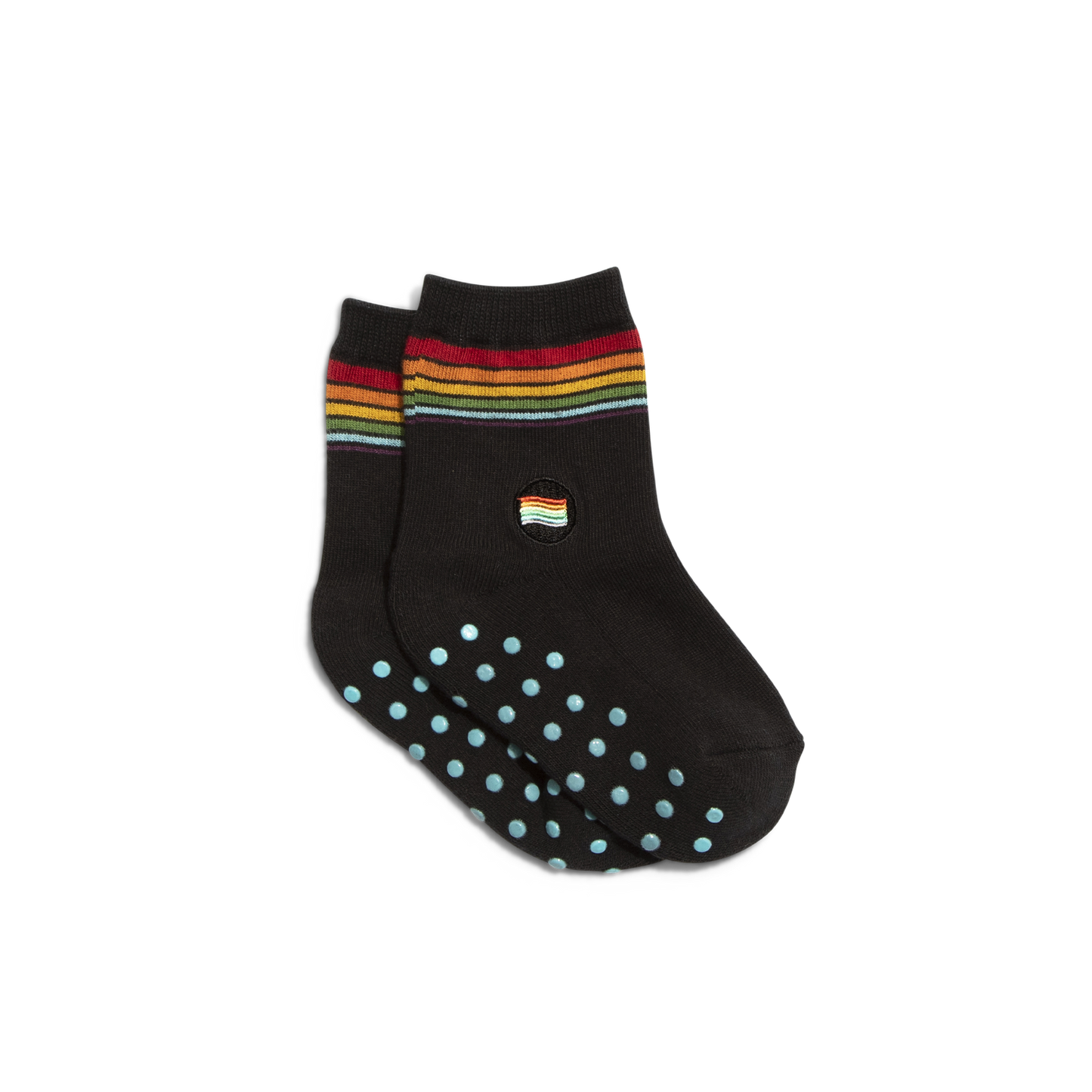 Socks that save LGBTQ lives in toddler size fat lay