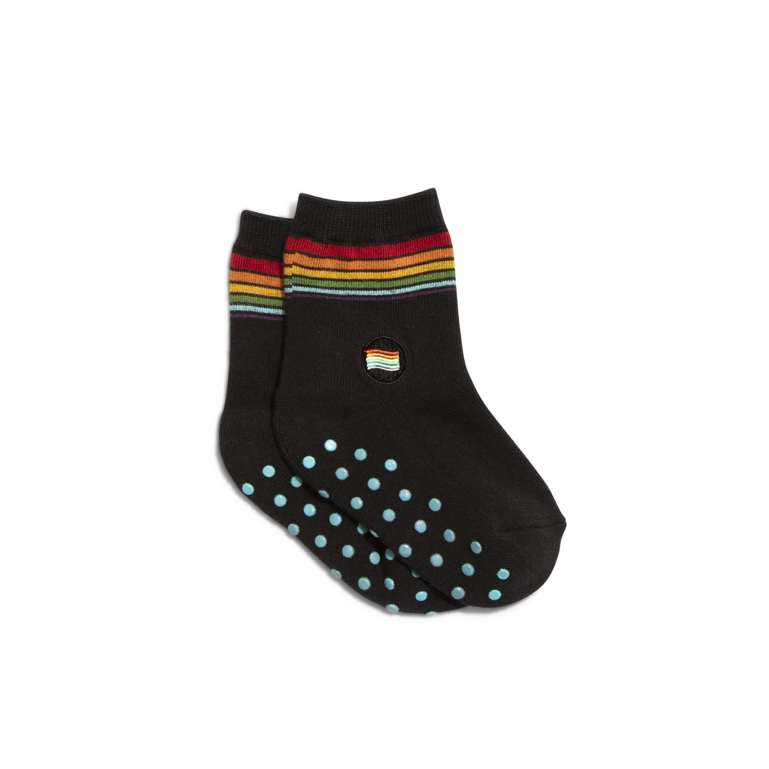 Socks that save LGBTQ lives in toddler size fat lay