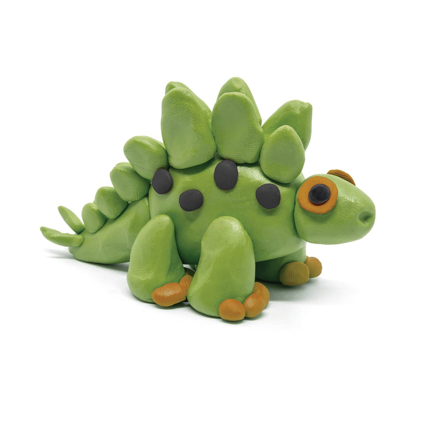 a green stegosaurus made with eco play dough