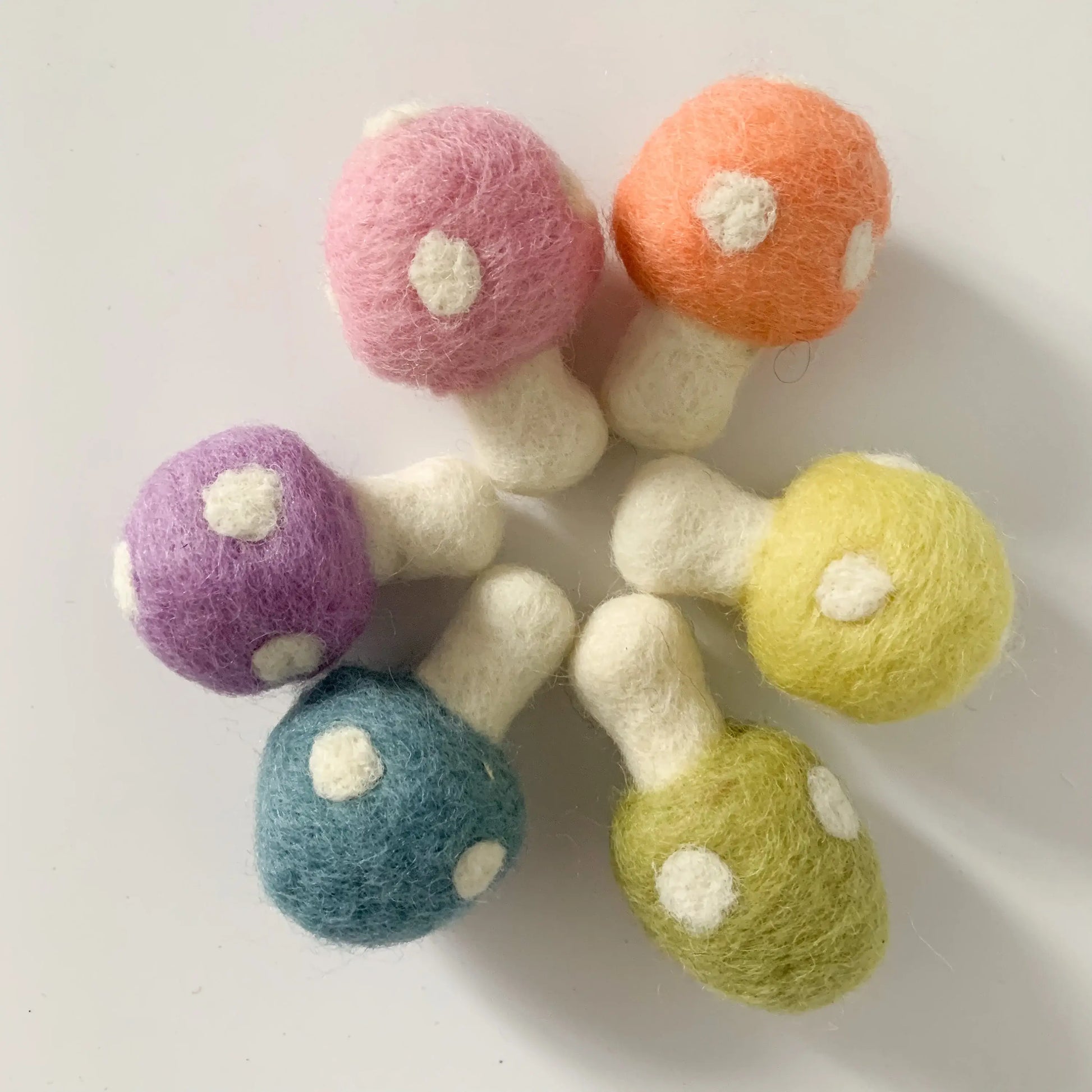 pastel rainbow felt mushrooms