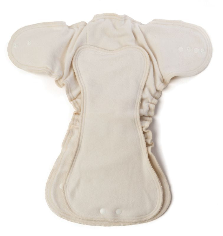 Beige cloth diaper on a white background