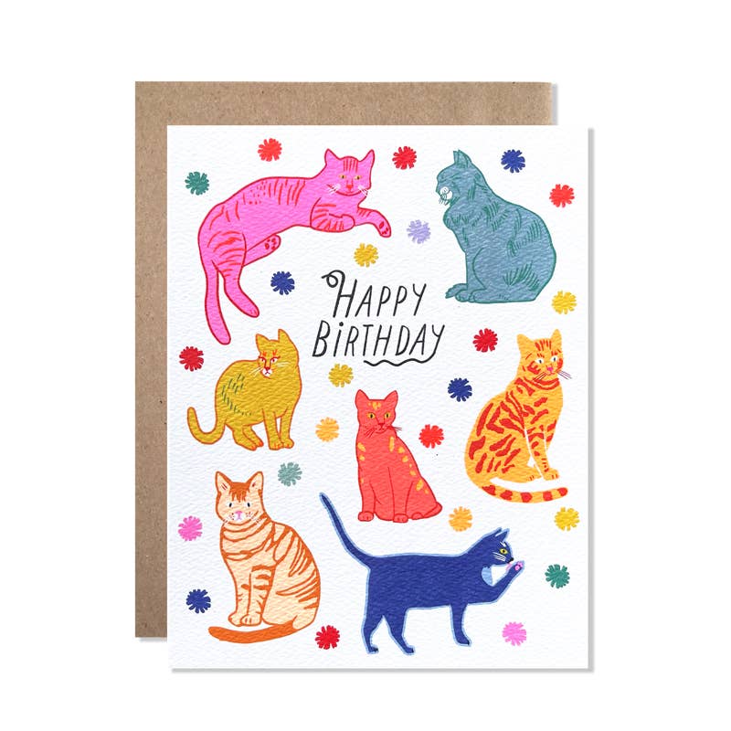 Happy birthday cats notecard with envelope