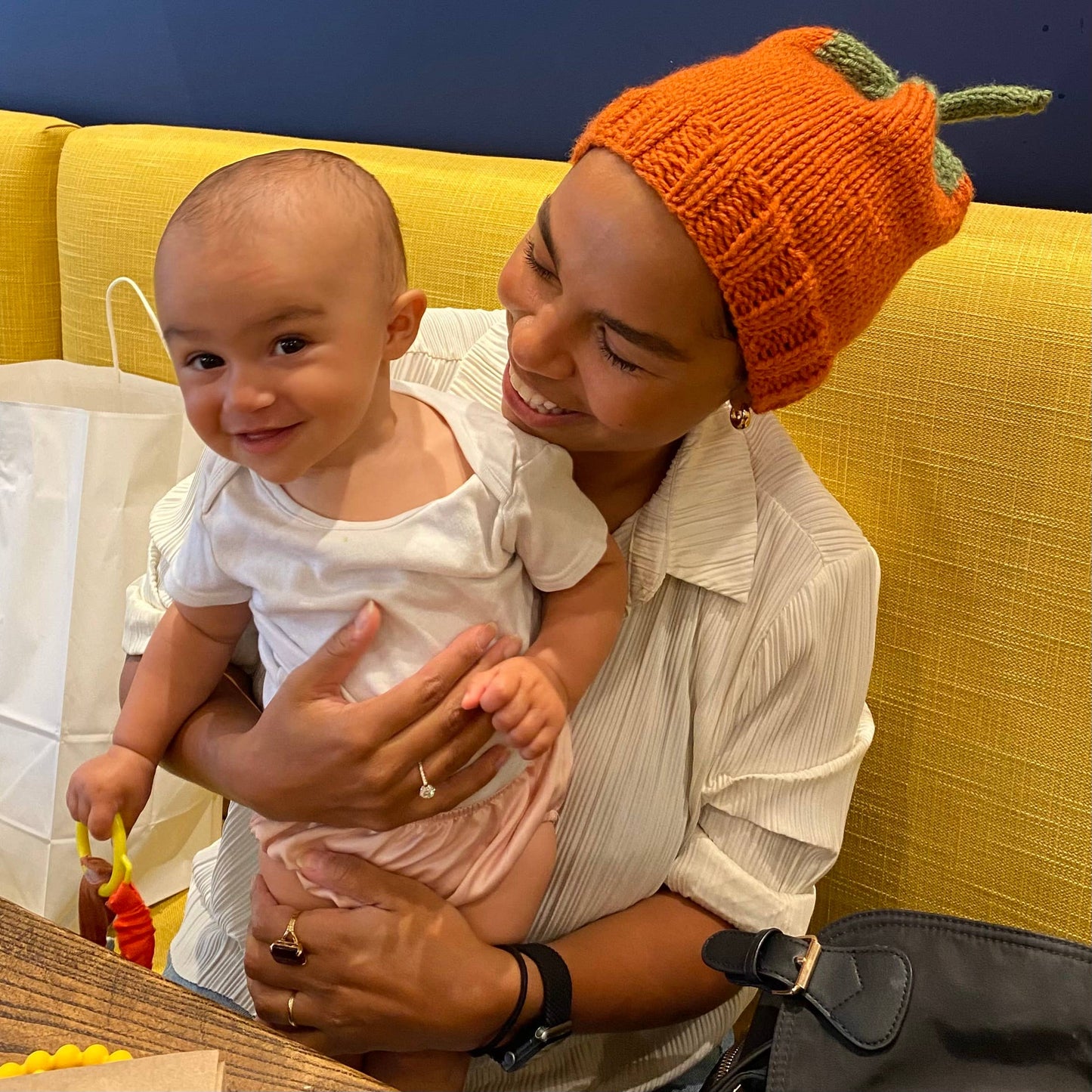 Knitted pumpkin hat