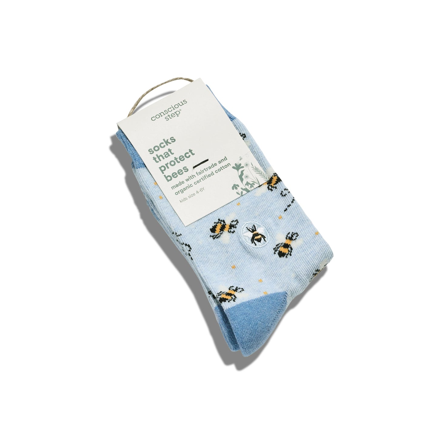 Pack of socks with bee design on a white background