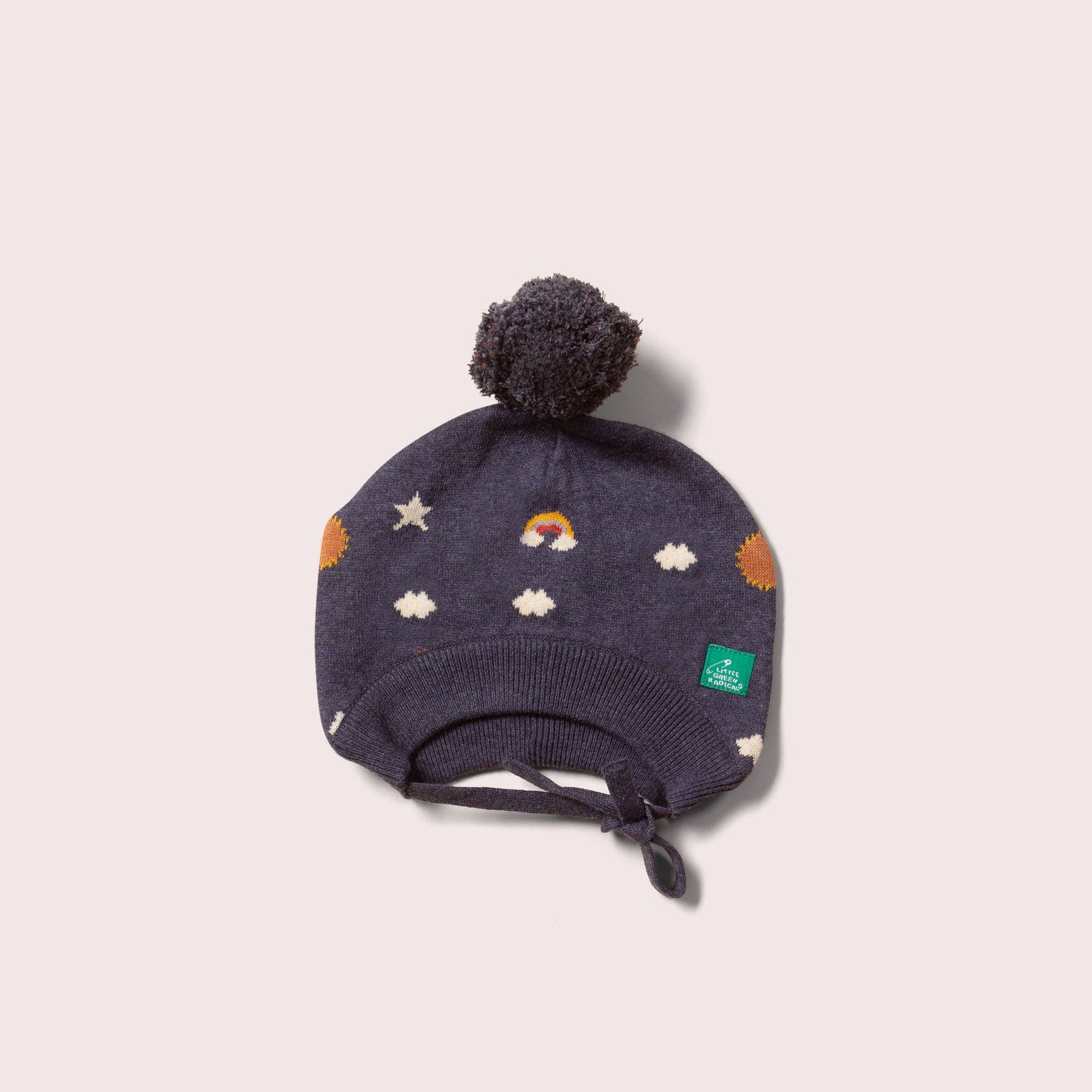 Around the sun. organic cotton knitted hat flat lay