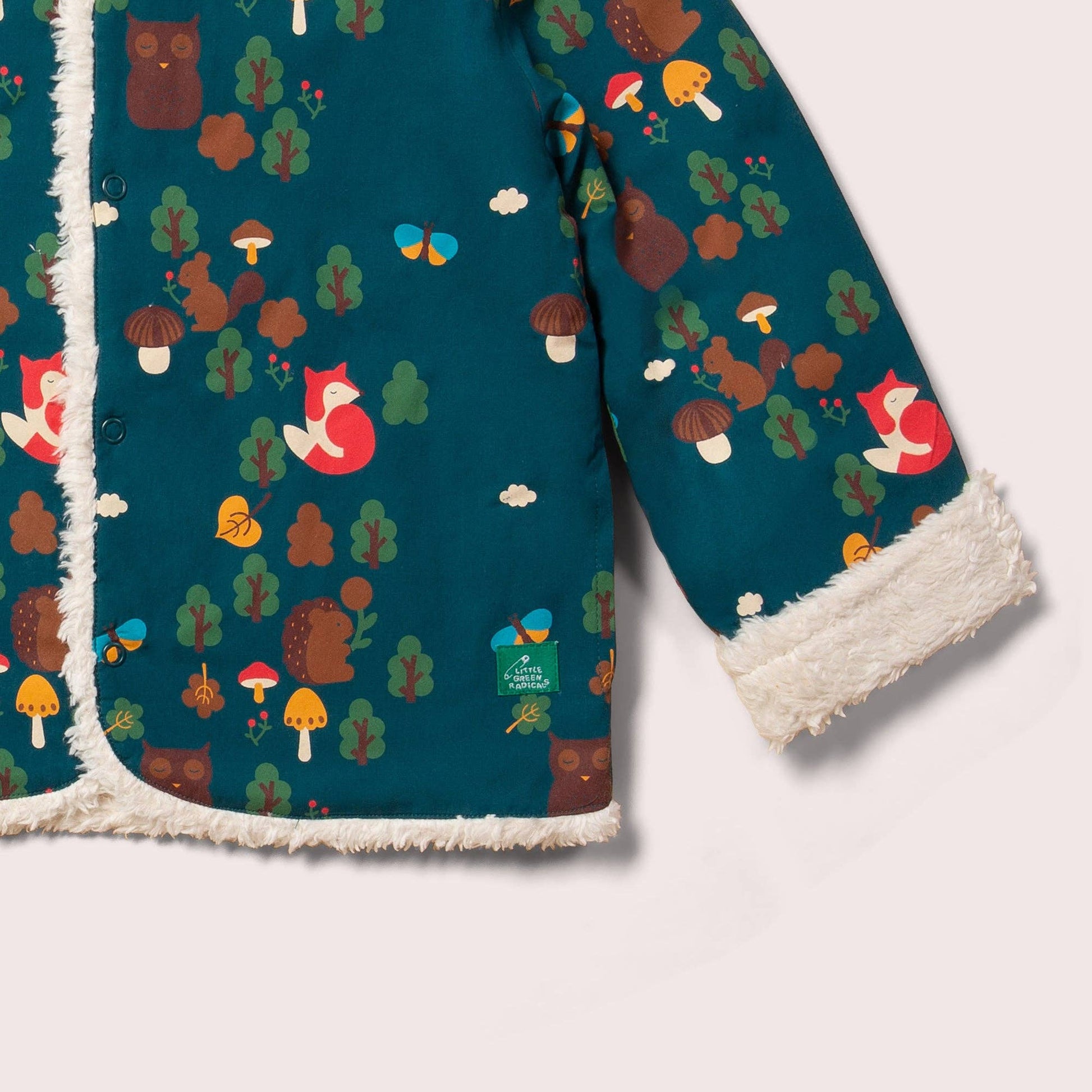 Sleeve detail for enchanted forest reversible jacket