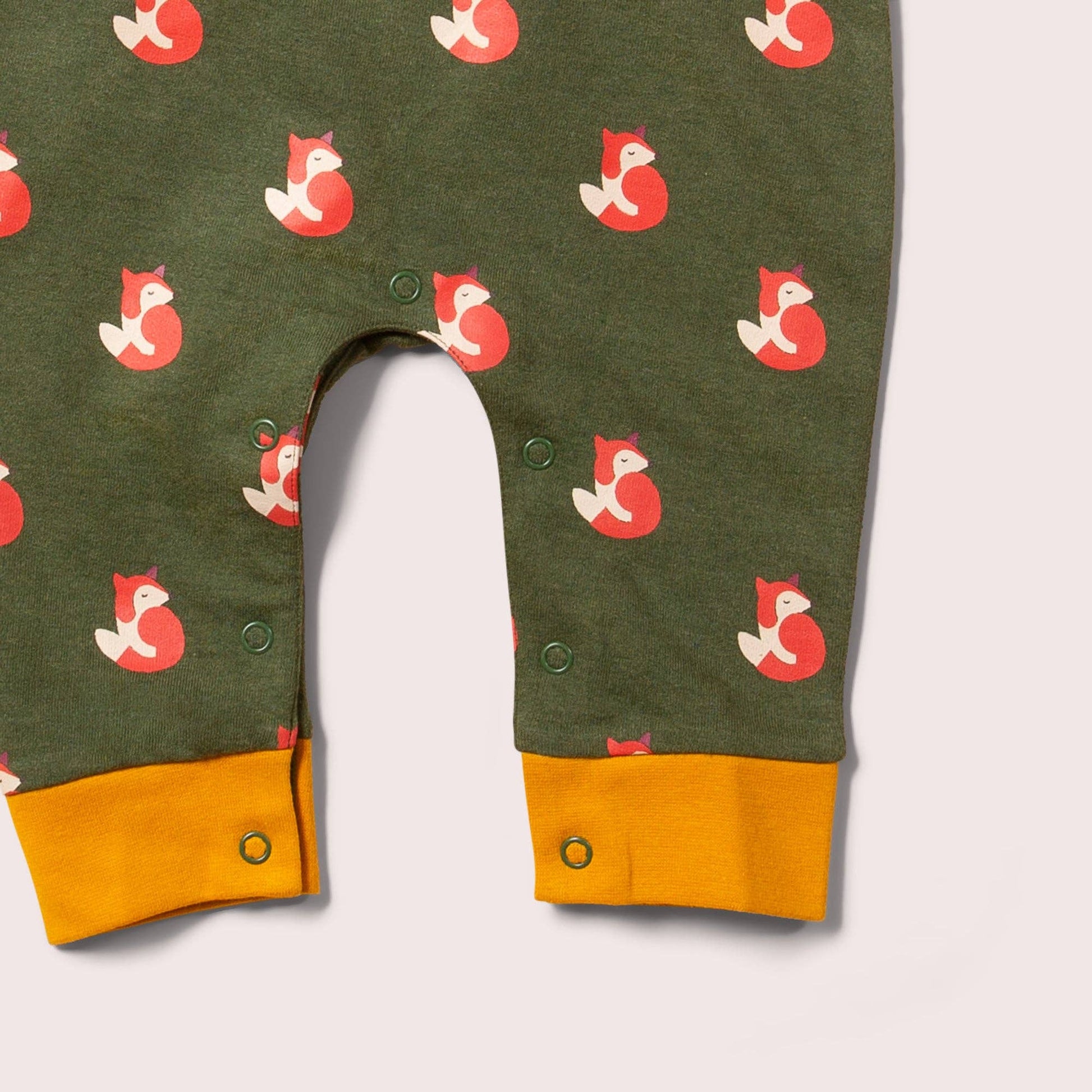 Snaps detail for organic little foxes overalls