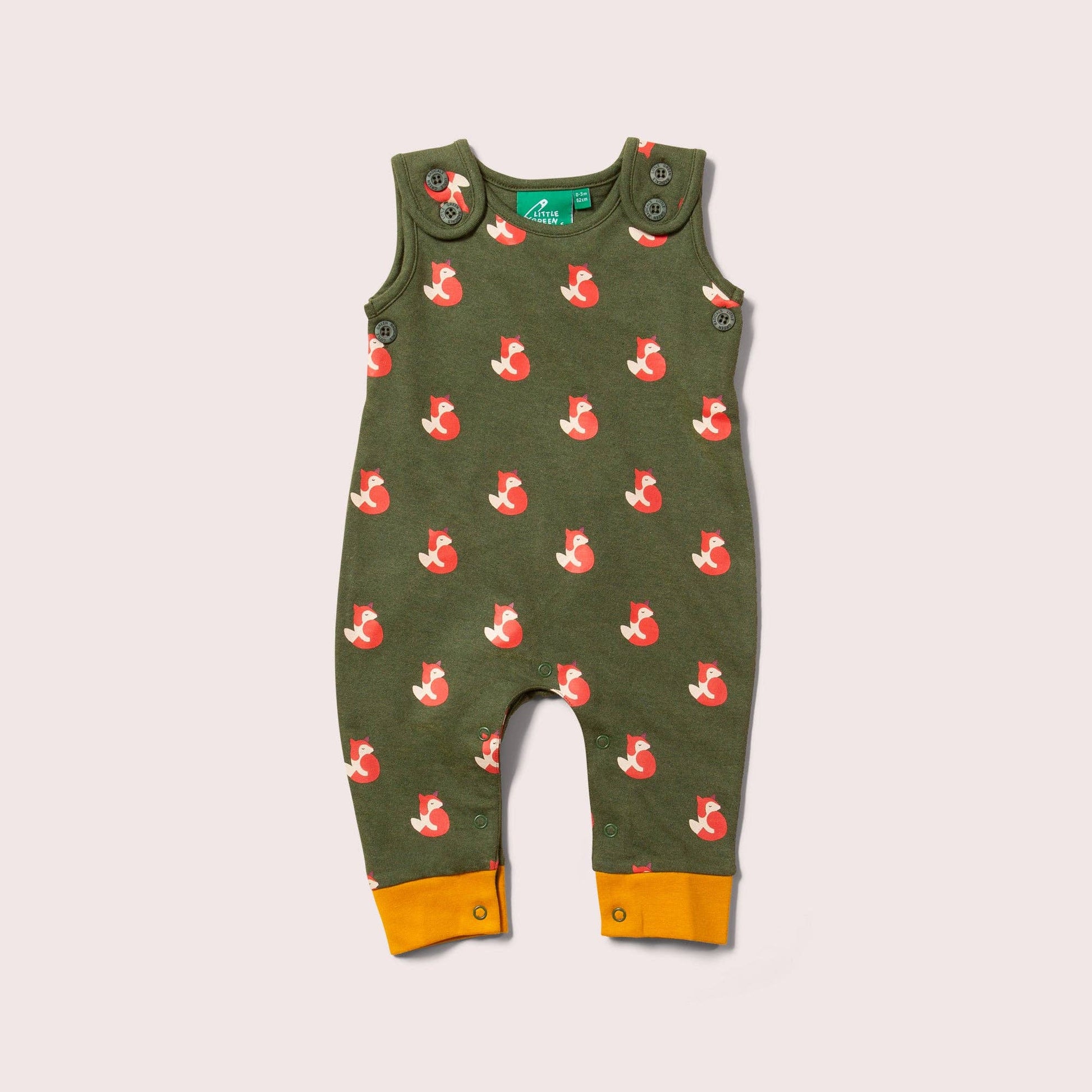 Little foxes everyday overalls flat lay