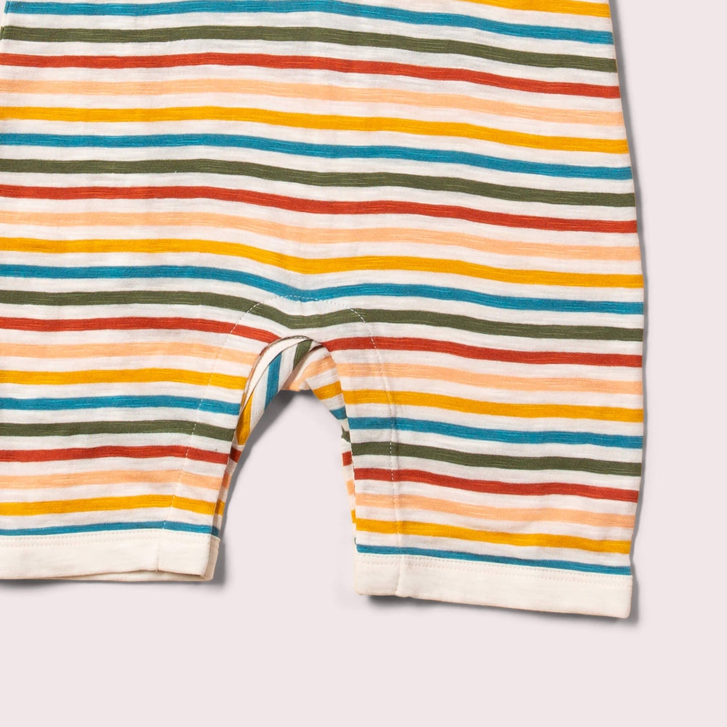 leg snaps detail for organic rainbow romper