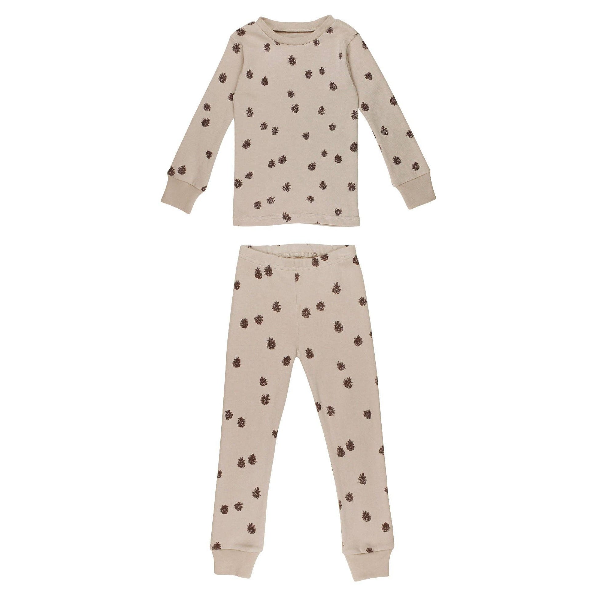 Children's pajama set with long-sleeve top and pants on a white background