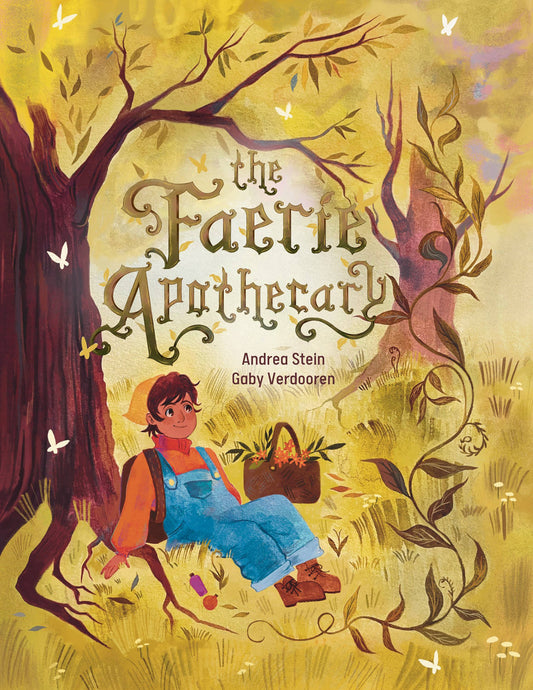 Book cover of 'The Faerie Apothecary' with a child sitting under a tree.