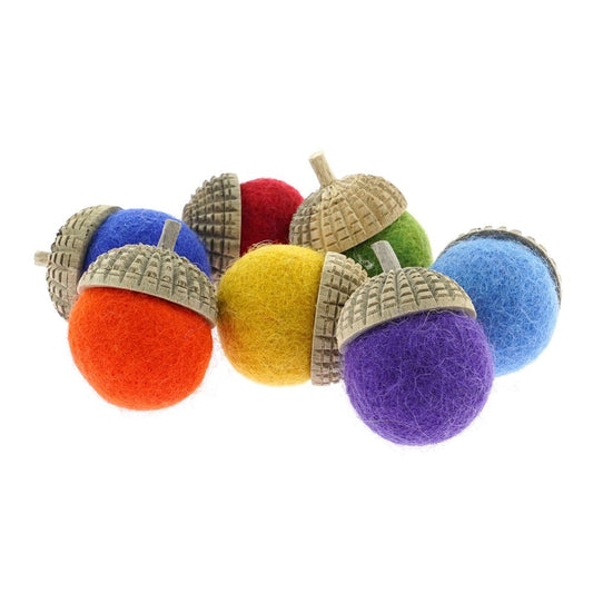 rainbow felt acorns