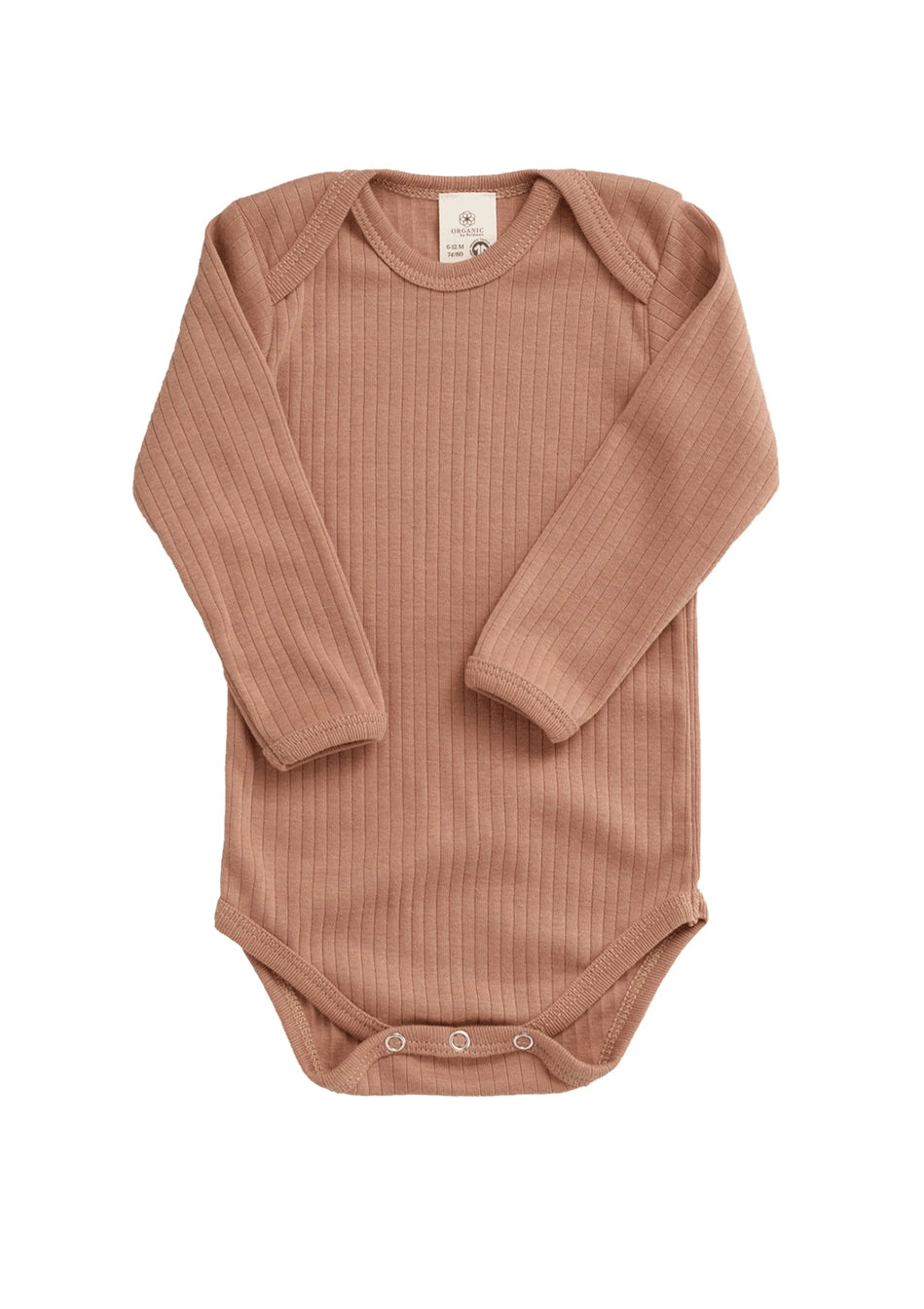 Long sleeve ribbed onesie in sienna flat lay