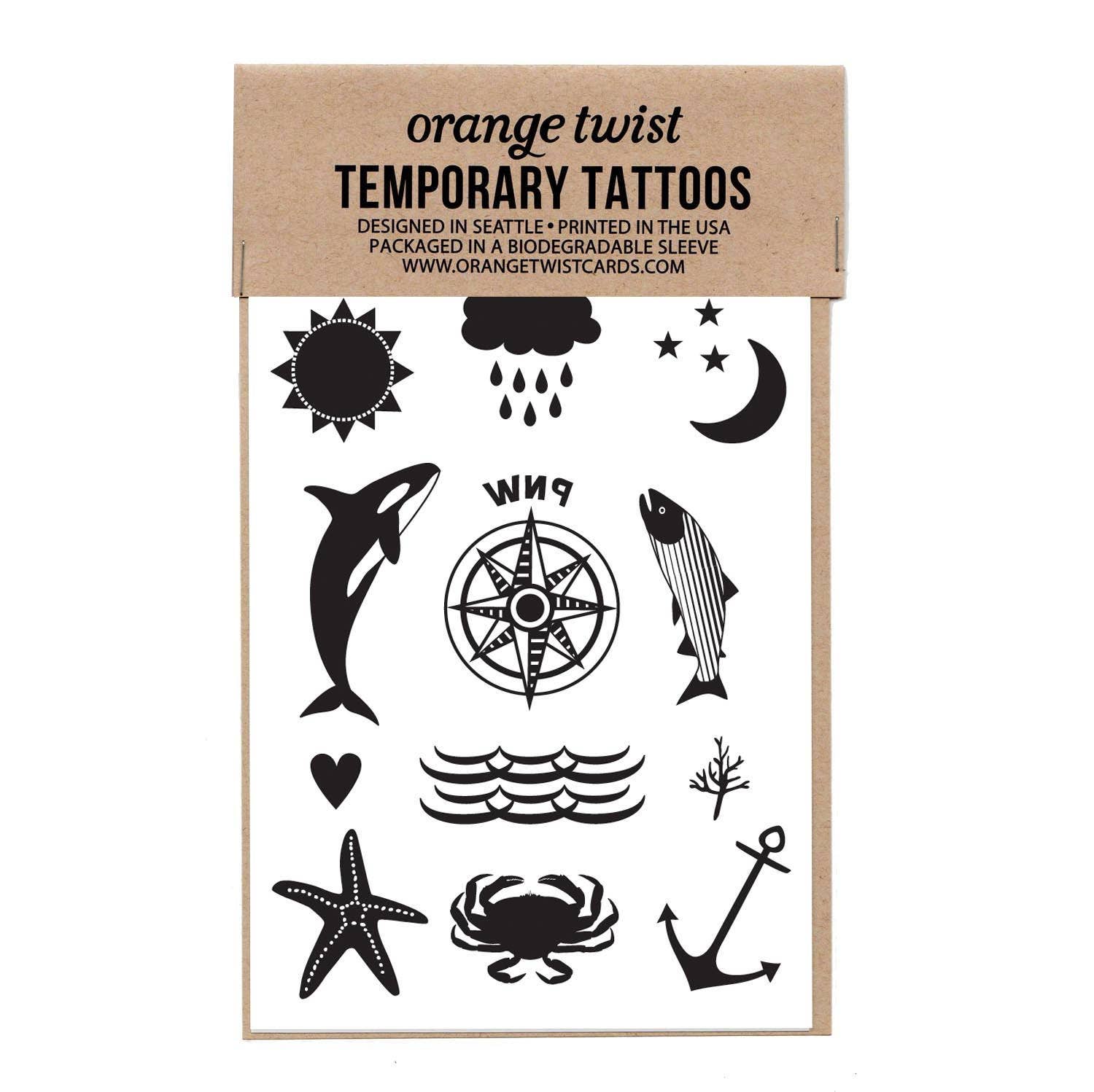 PNW temporary tattoo sheet