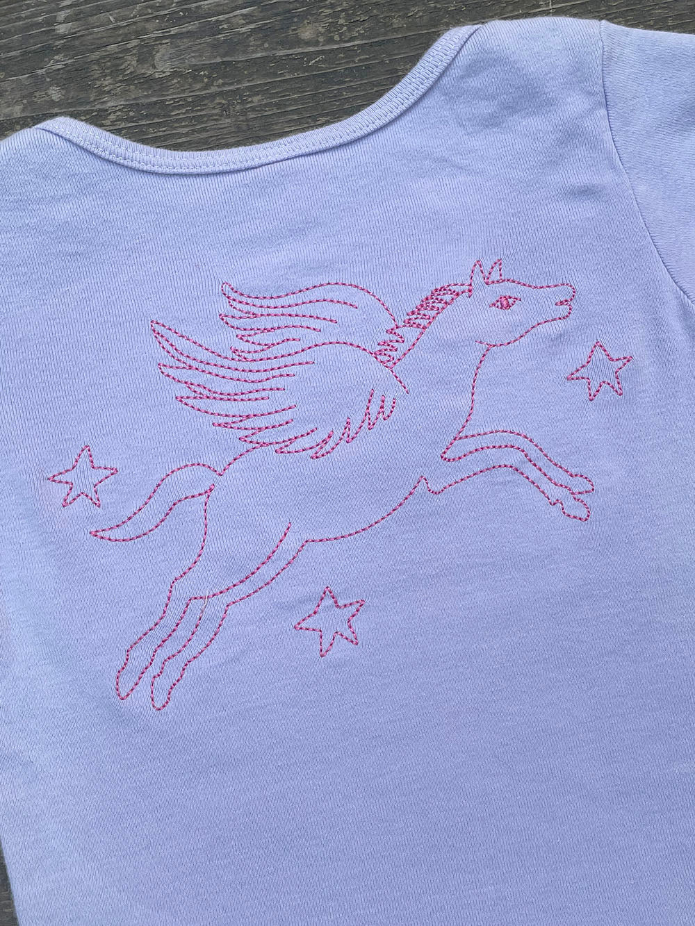 Pegasus and Stars Embroidered Kids Short Sleeve Tee