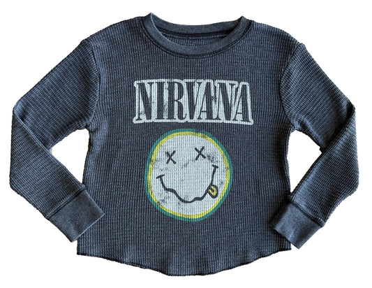 Nirvana smiley face thermal long sleeve tee