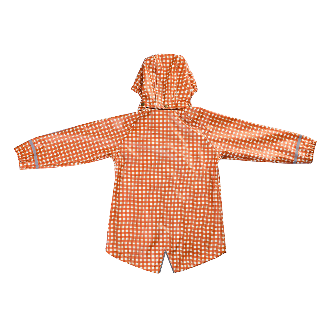Orange checkered raincoat on a white background