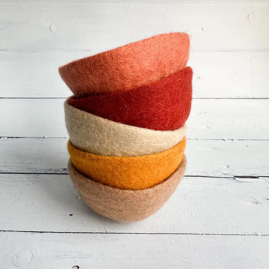 stack of felt boho bowls