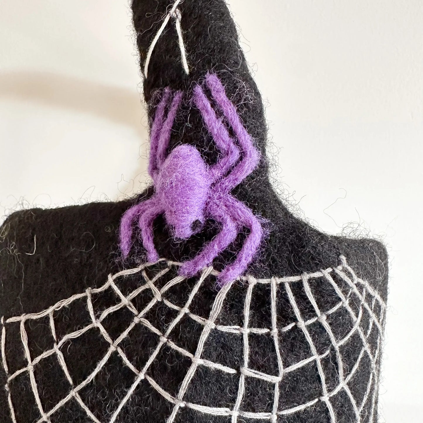 Spider detail for felt witch cauldron