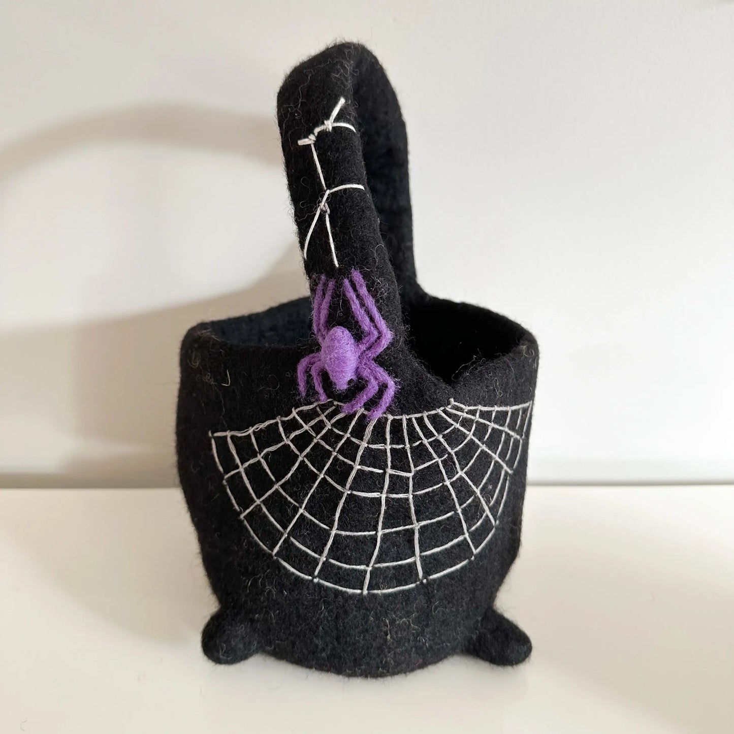 black felt witch cauldron basket