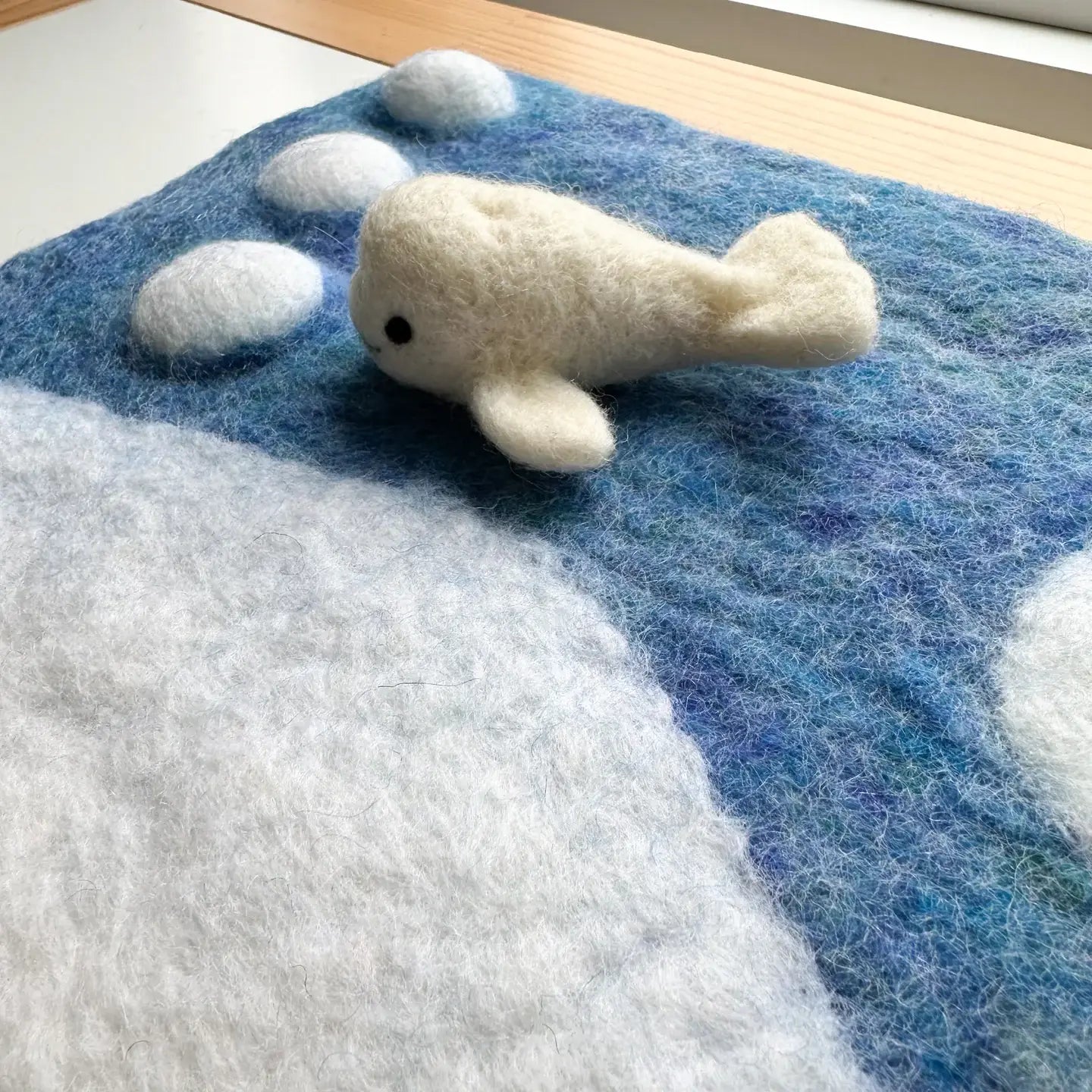 arctic tundra felt play mat with felt whale