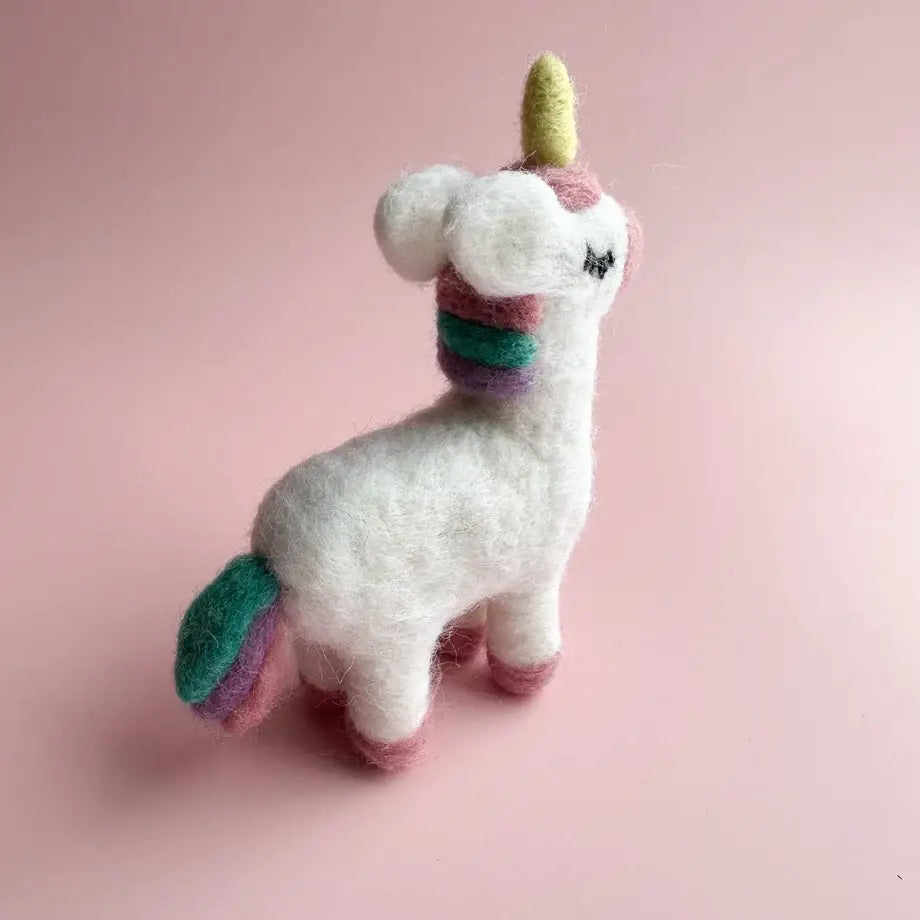 little felt unicorn from the back