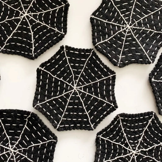 Black felt spider webs