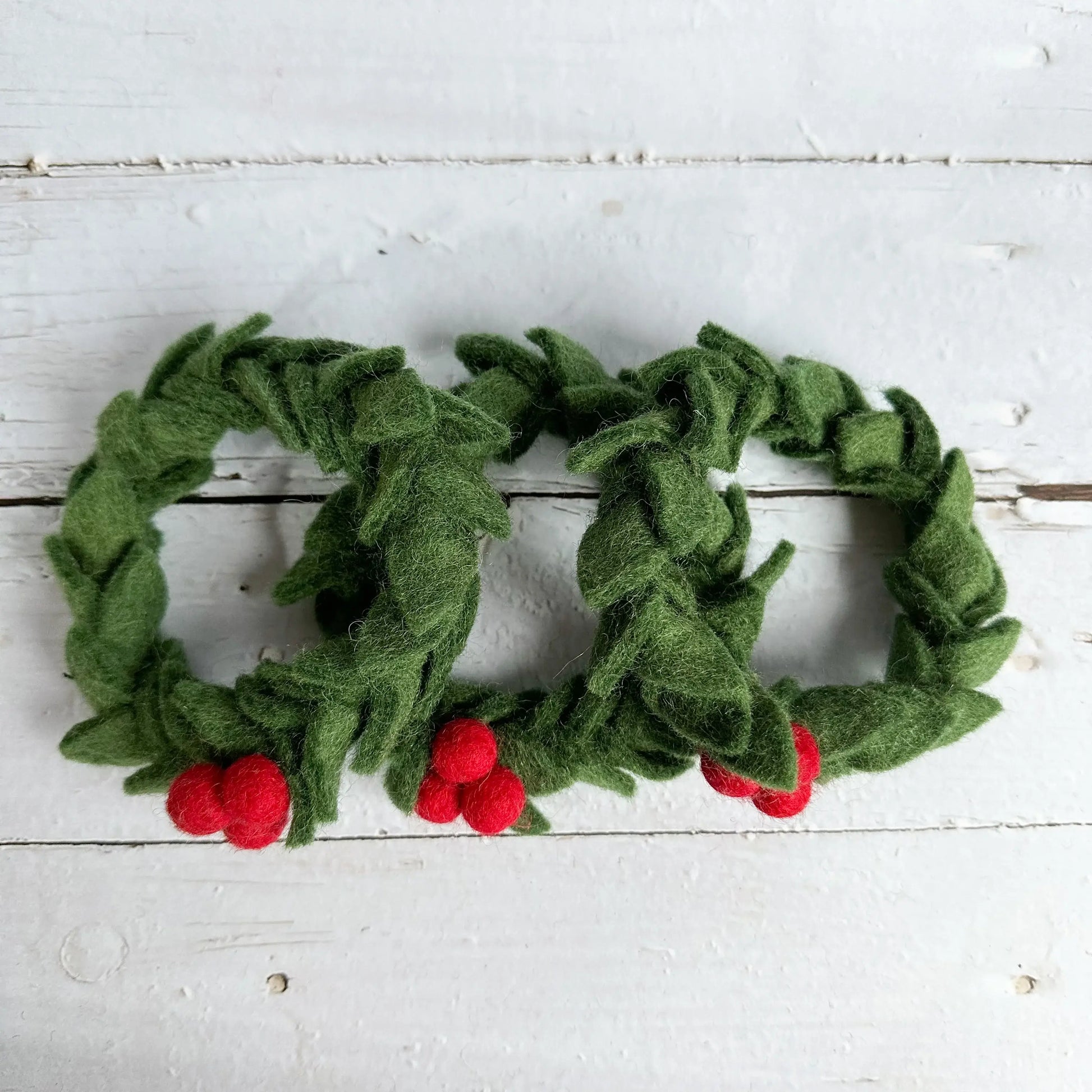 three mini felt christmas wreaths