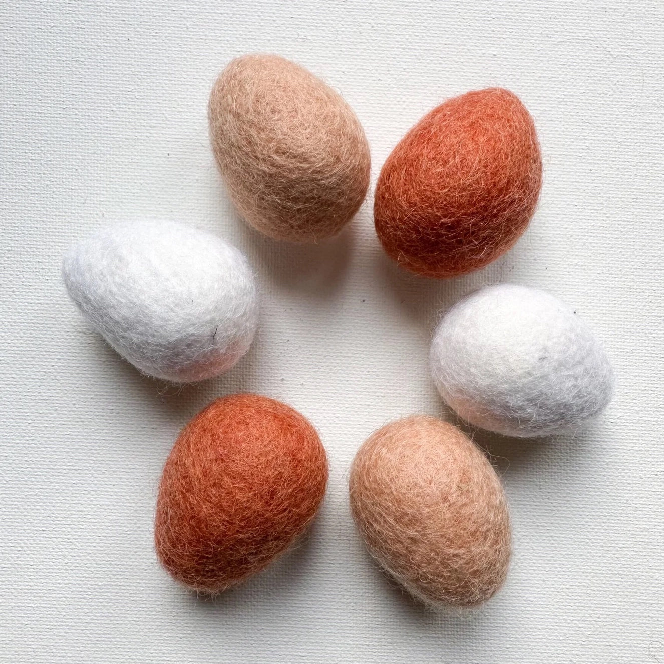 set of six felt eggs