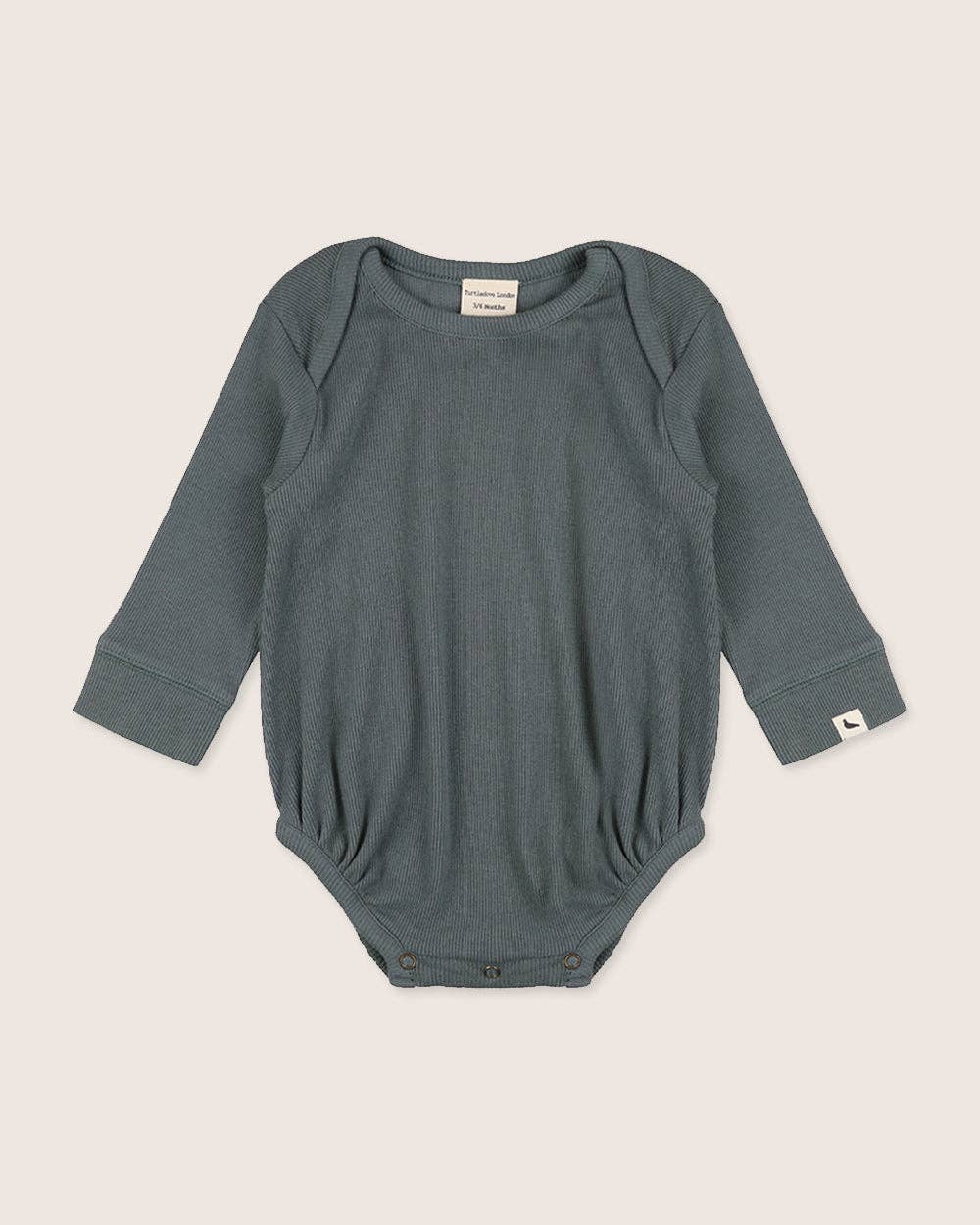 ribbed long-sleeve onesie in steel