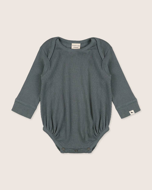 ribbed long-sleeve onesie in steel