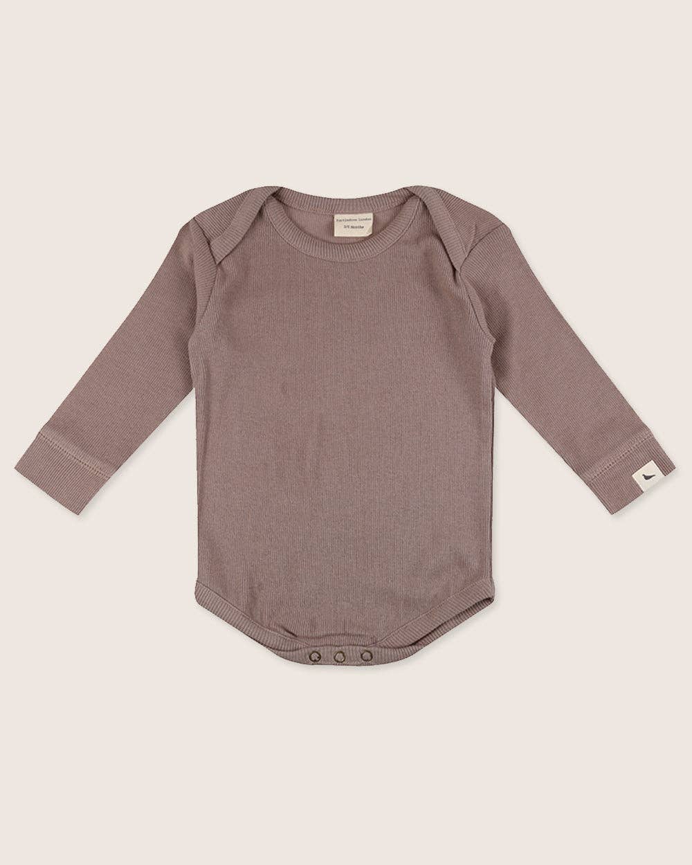 ribbed long-sleeve onesie in stone